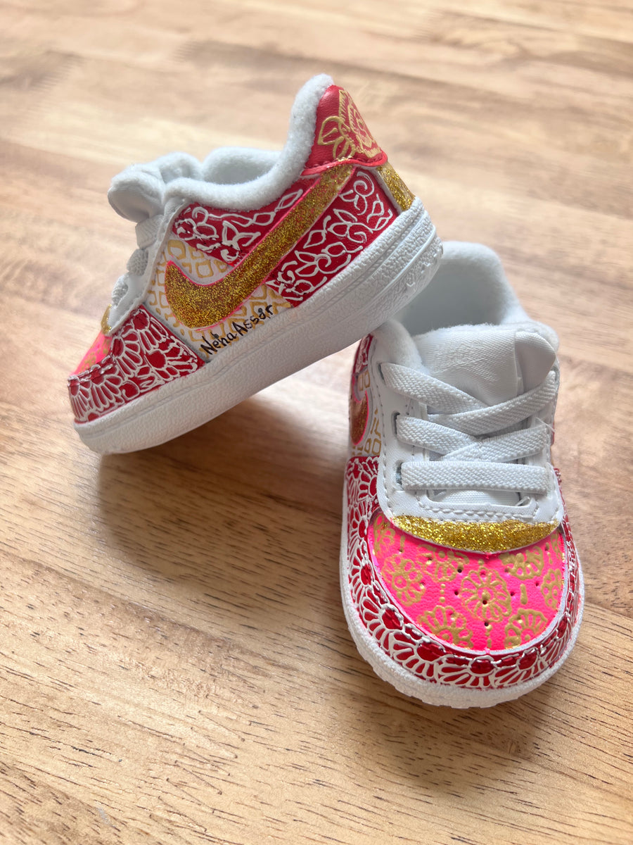 Custom Painted Baby Nike AF 1 Neha Assar Artistry