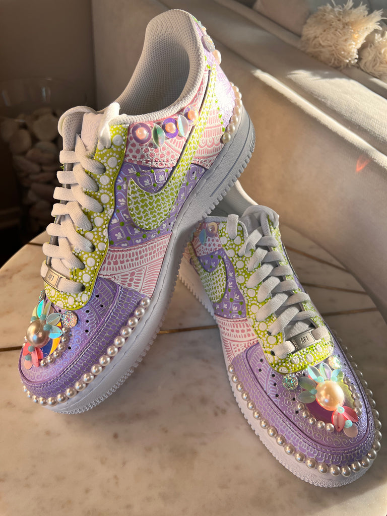 Opulence: Hand Painted and Embellished Nike AF1 '07