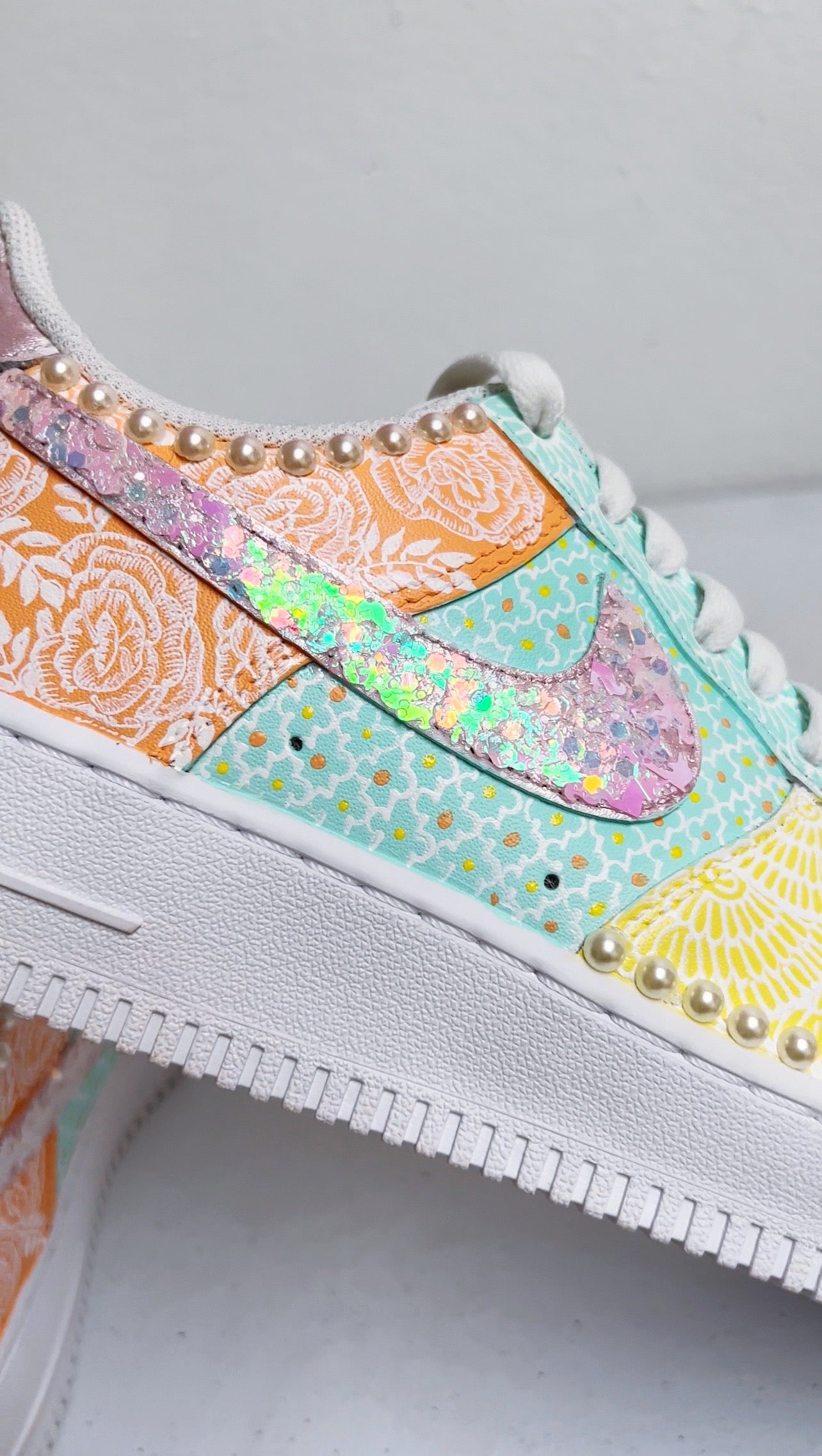 "Devi" Hand Painted and Embellished Nike AF1 '07, W 9.5 / M 8