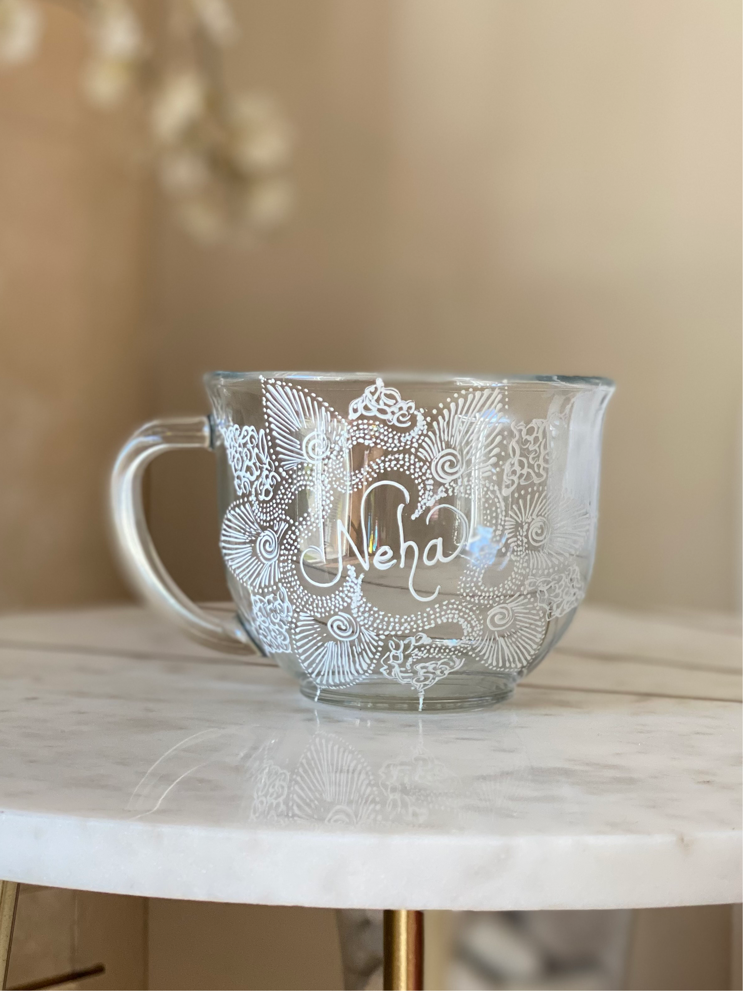Glass Coffee Mug, Clear Glass Mug, Name Mug, Personalized Glass Mug, 